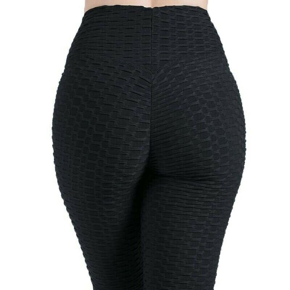 LA Boutique Black Scrunch Butt Textured Stretch Leggings Flattering NWT Size M